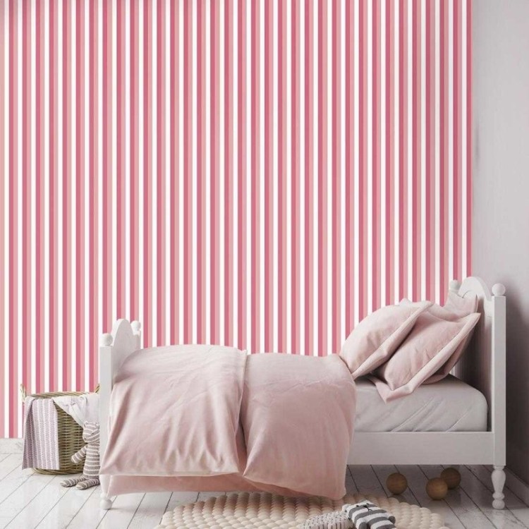 Papel de Parede Adesivo Listrado Rosa 1084