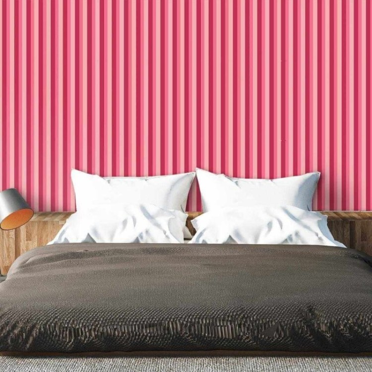 Papel de Parede Adesivo Listrado Rosa 1085
