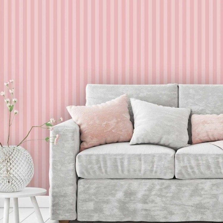 Papel de Parede Adesivo Listrado Rosa 19