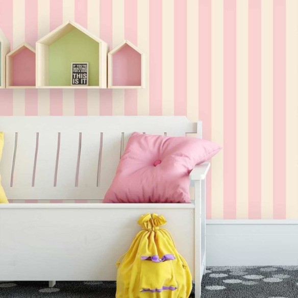 Papel de Parede Adesivo Listrado Rosa 303