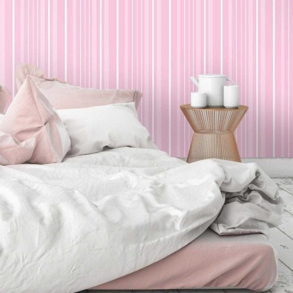 Papel de Parede Adesivo Listrado Rosa 6