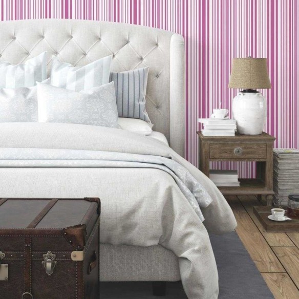 Papel de Parede Adesivo Listrado Rosa e Branco 714540222