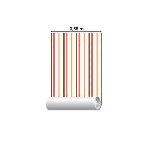 Papel de Parede Adesivo Listrado Rosa e Marrom 144857233
