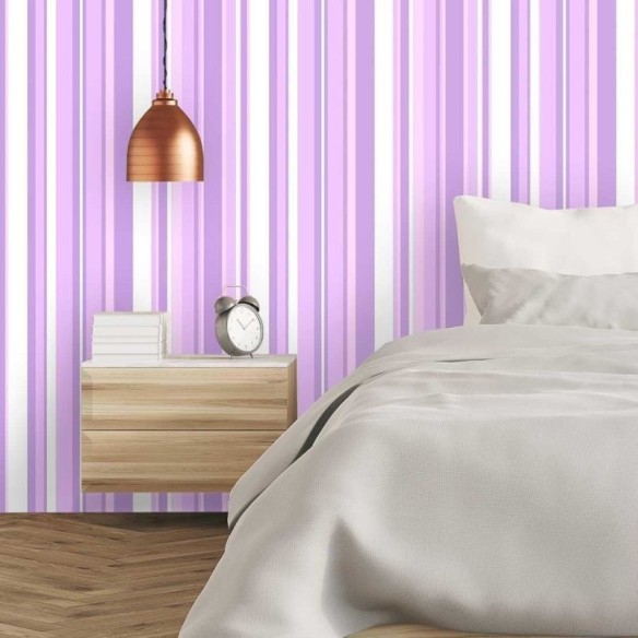 Papel de Parede Adesivo Listrado Roxo 595
