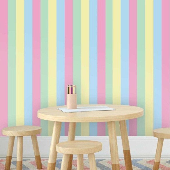 Papel de Parede Adesivo Listrado Tons Pastéis 844