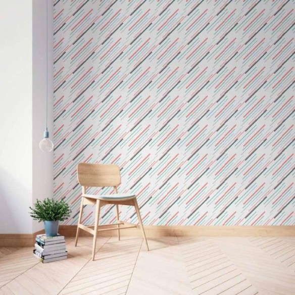 Papel de Parede Adesivo Listrado Tracejado  N014014