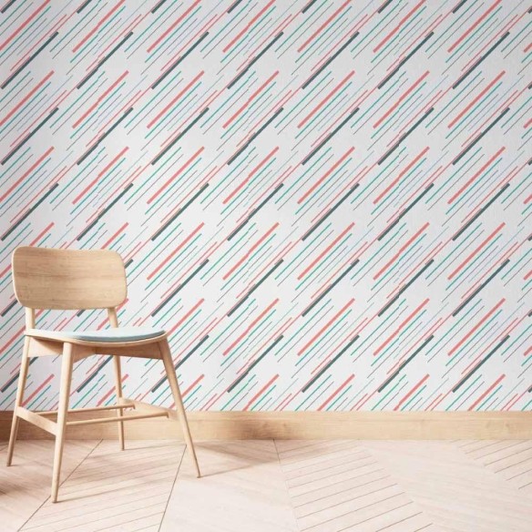 Papel de Parede Adesivo Listrado Tracejado  N014014