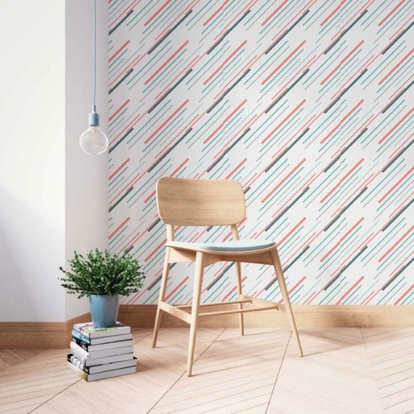 Papel de Parede Adesivo Listrado Tracejado  N014014