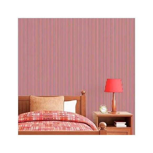 Papel de Parede Adesivo Listrado Vermelho 847596224