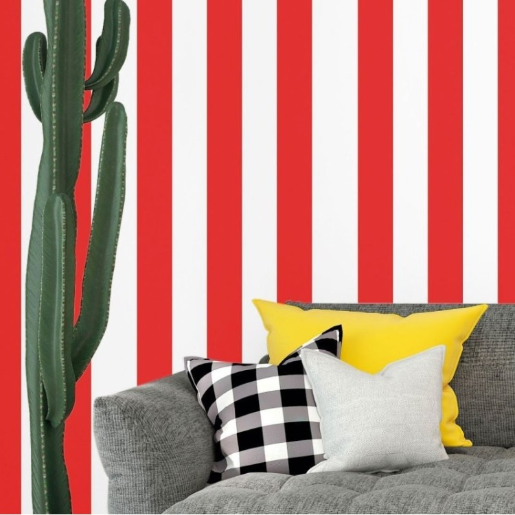 Papel de Parede Adesivo Listrado Vermelho N017089