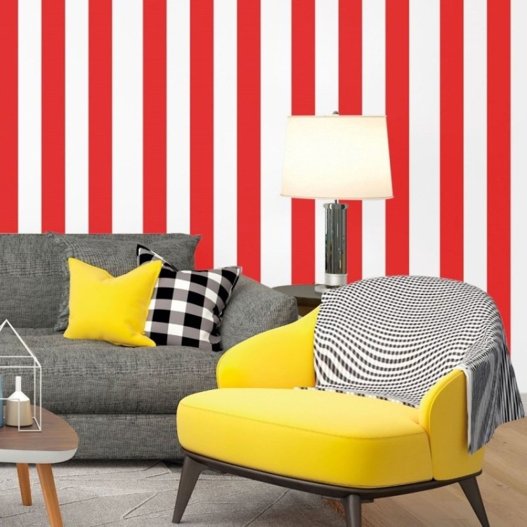 Papel de Parede Adesivo Listrado Vermelho N017089
