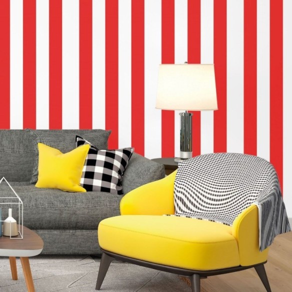 Papel de Parede Adesivo Listrado Vermelho N017089