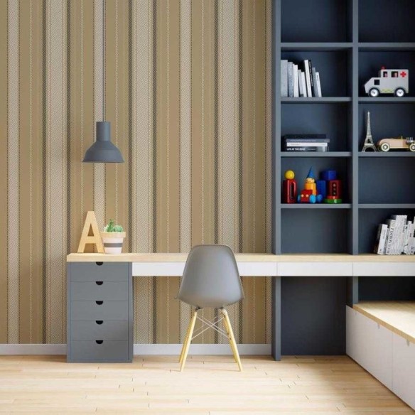 Papel de Parede Adesivo Listras Bege e Preto N06239