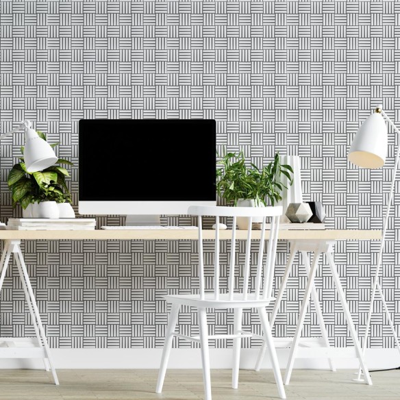 Papel de Parede Adesivo Listras Padrão Preto e Branco N04120