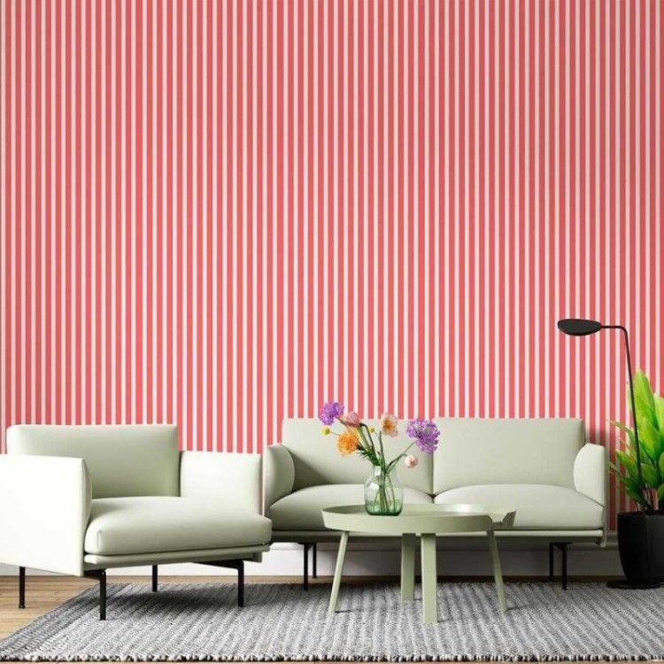 Papel de Parede Adesivo Listras Vermelho e...