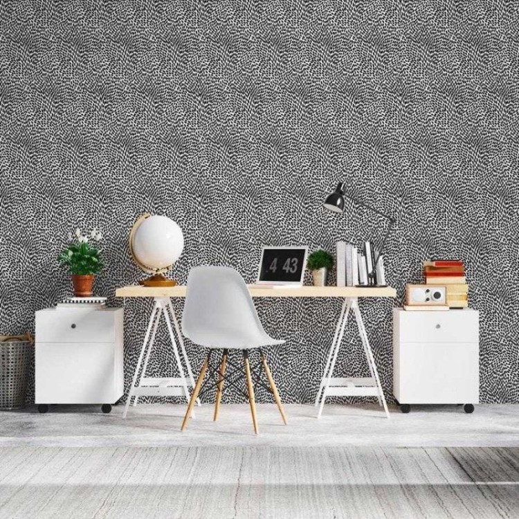 Papel de Parede Adesivo Abstrato Monocromático...