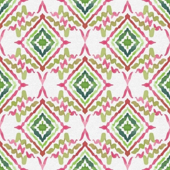 Papel de Parede Adesivo Losangos Abstratos Rosa e Verde N07082