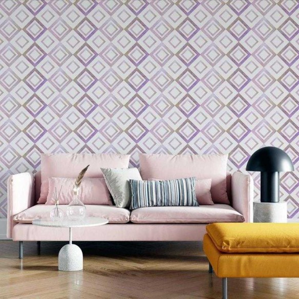 Papel de Parede Adesivo Losangos Aquarelados Lavanda N05244
