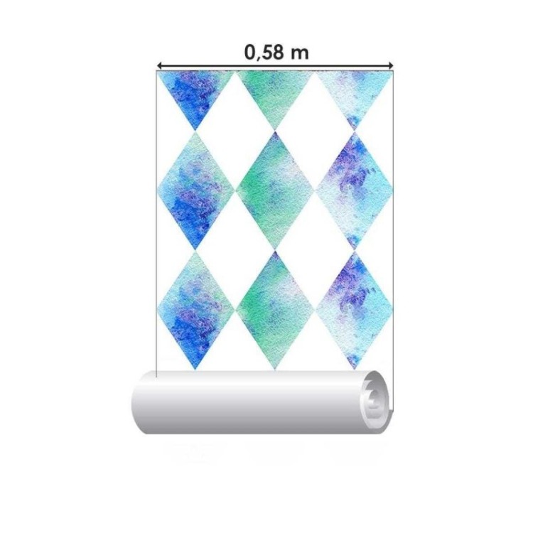 Papel de Parede Adesivo Losangos Aquarelados...