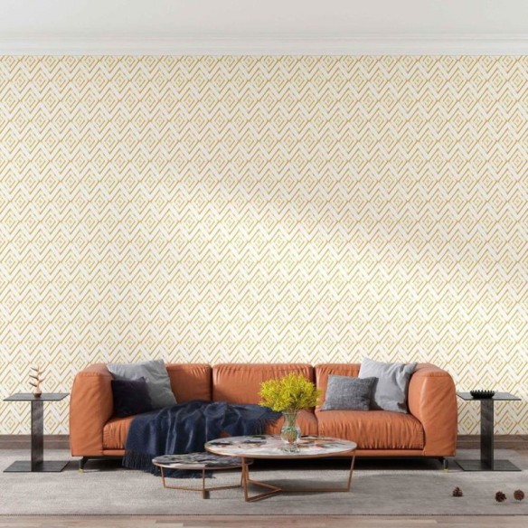 Papel de Parede Adesivo Losangos dourados N08205