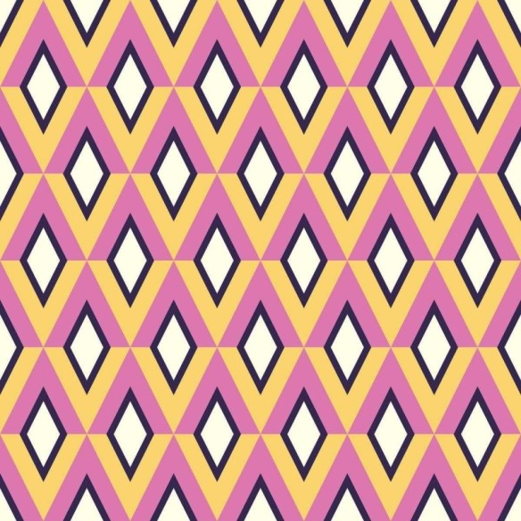 Papel de Parede Adesivo Losangos Retrô Rosa e Amarelo N05233