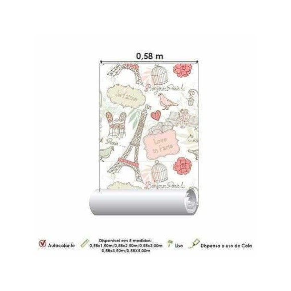 Papel de Parede Adesivo Love Paris 7