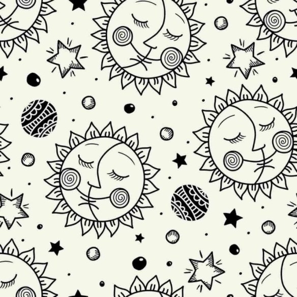 Papel de Parede Adesivo Lua Céu Sol Estrela 54021