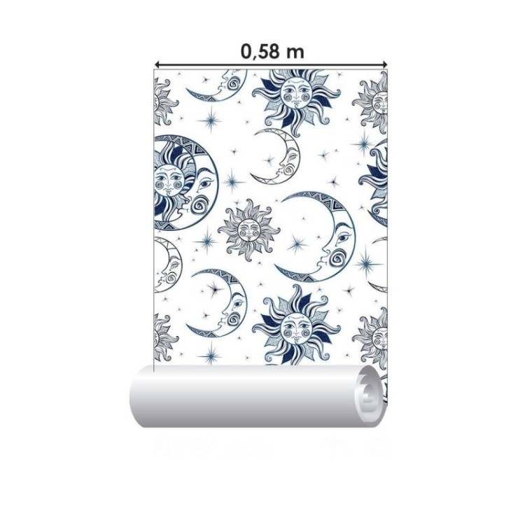 Papel de Parede Adesivo Lua e Sol N013203