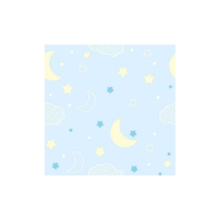 Papel de Parede Adesivo lua estrela azul 432799906