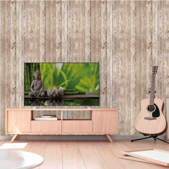 Papel de Parede Adesivo Madeira Antiga Clara 23179914