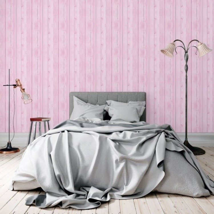 Papel de Parede Adesivo Madeira Rosa N018053