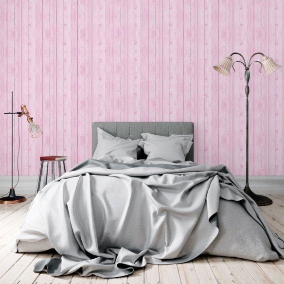 Papel de Parede Adesivo Madeira Rosa N018053