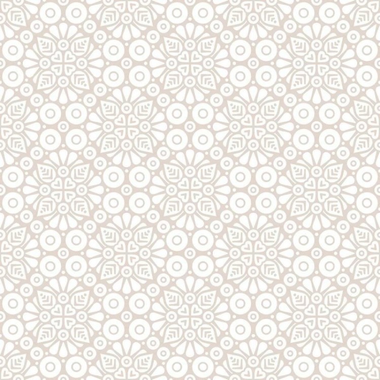 Papel de Parede Adesivo Mandala Branco e Bege...