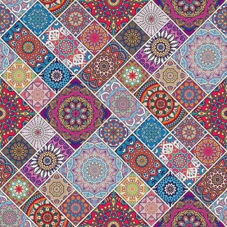 Papel de Parede Adesivo Mandala patchwork...