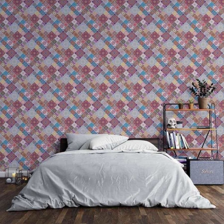 Papel de Parede Adesivo Mandala patchwork...
