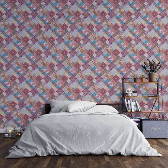 Papel de Parede Adesivo Mandala patchwork Indiano N03150