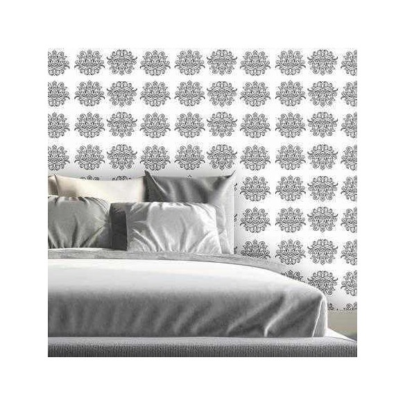 Papel de Parede Adesivo Mandala Preto Branco Colorir 78543