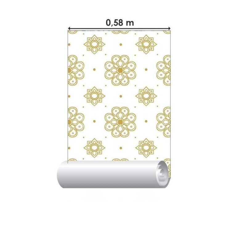 Papel de Parede Adesivo Mandalas Branco e Mel...