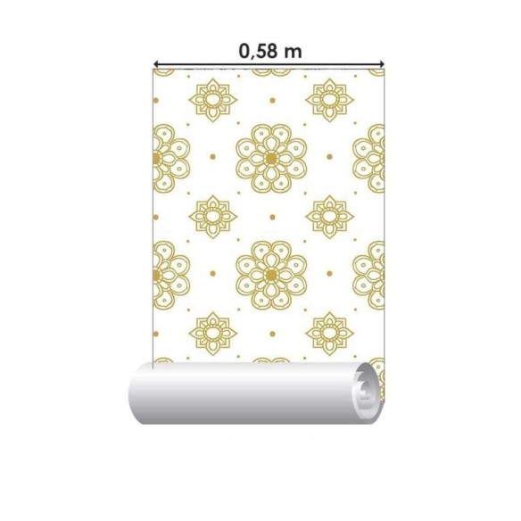 Papel de Parede Adesivo Mandalas Branco e Mel N05080