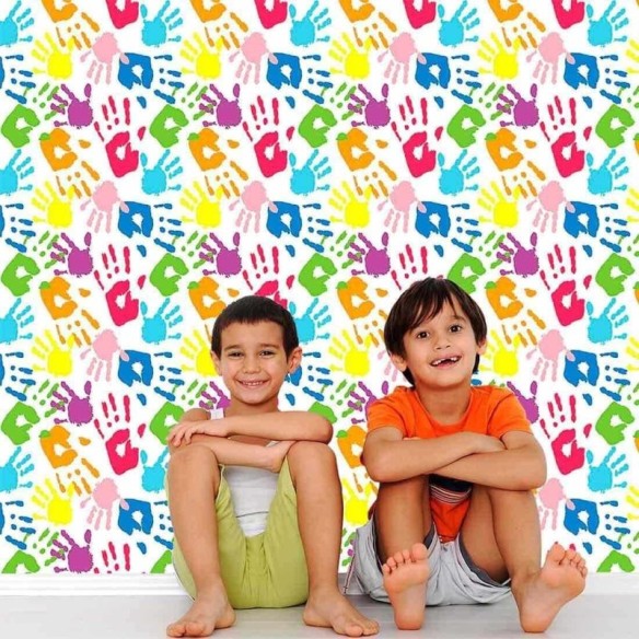 Papel de Parede Adesivo Mãos Coloridas 0170b