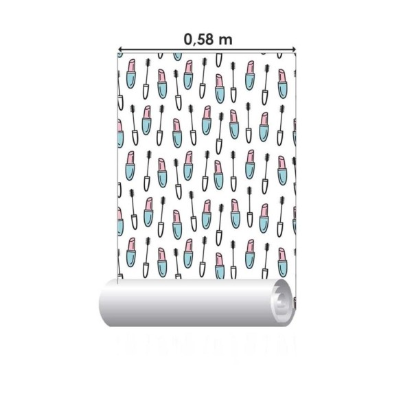 Papel de Parede Adesivo Maquiagem, batom e rímel N03059