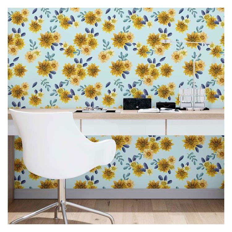 Papel de Parede Adesivo Margaridas em Aquarela...