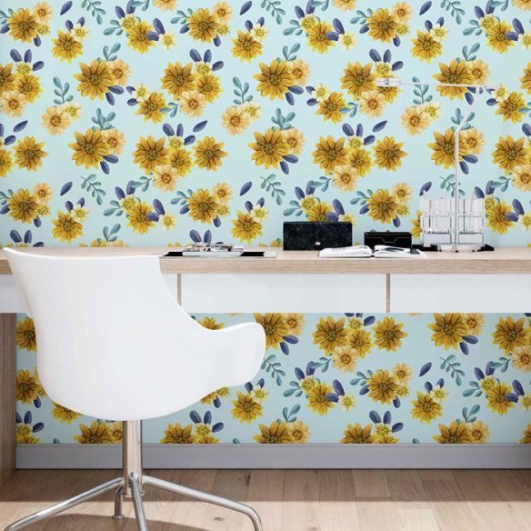 Papel de Parede Adesivo Margaridas em Aquarela N09043
