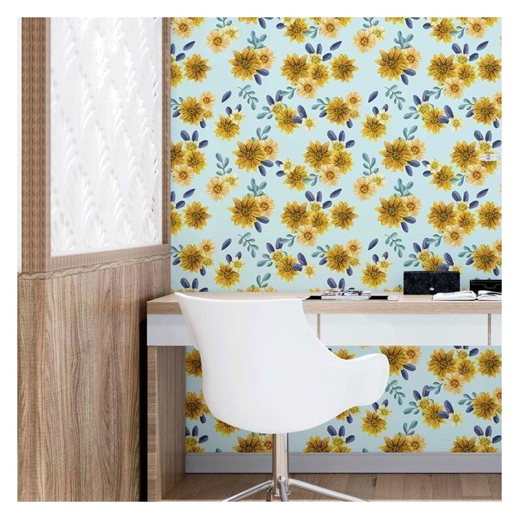 Papel de Parede Adesivo Margaridas em Aquarela...