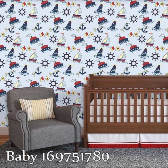 Papel de Parede Adesivo Marítimo Infantil Azul 169751780