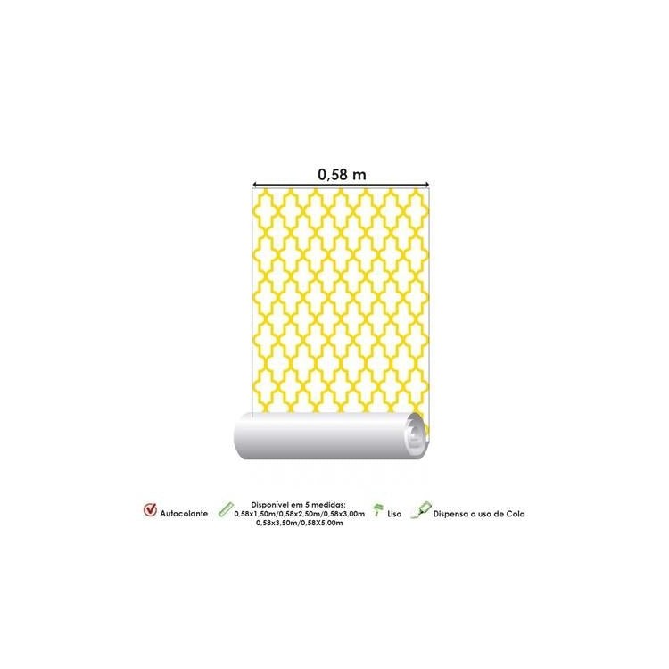 Papel de Parede Adesivo Marroquino Amarelo...