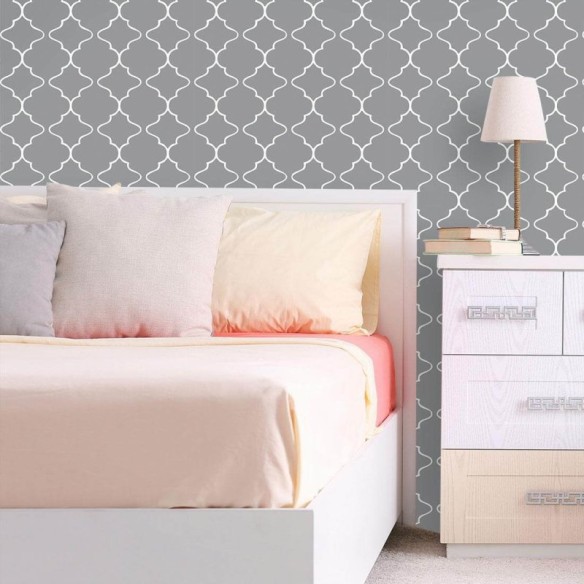 Papel de Parede Adesivo Marroquino Cinza Retrô 994165454