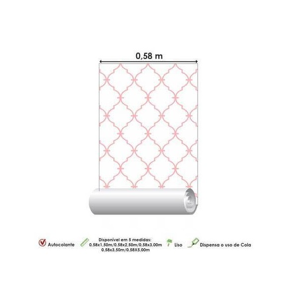 Papel de Parede Adesivo marroquino rosa romântico 2415411
