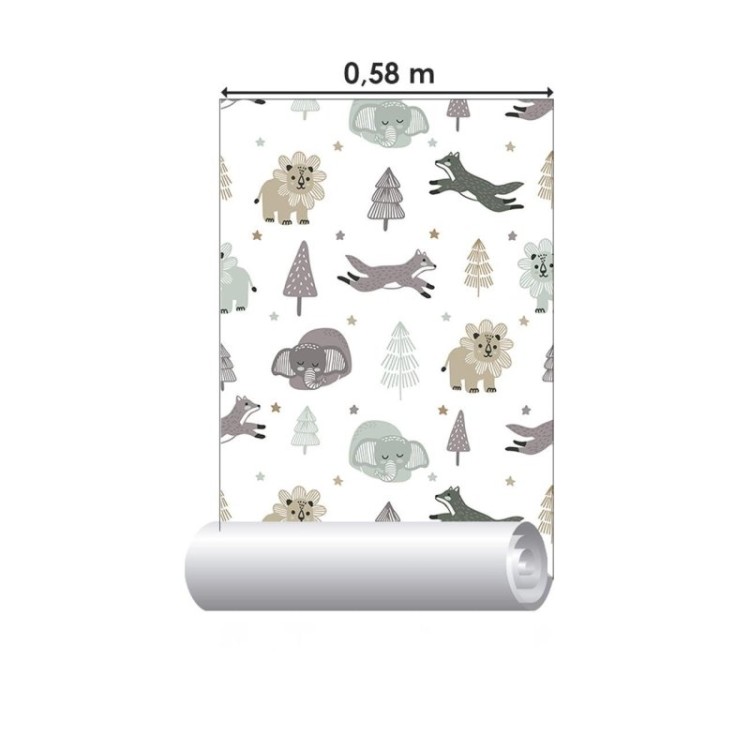 Papel de Parede Adesivo Minimalista Animais...