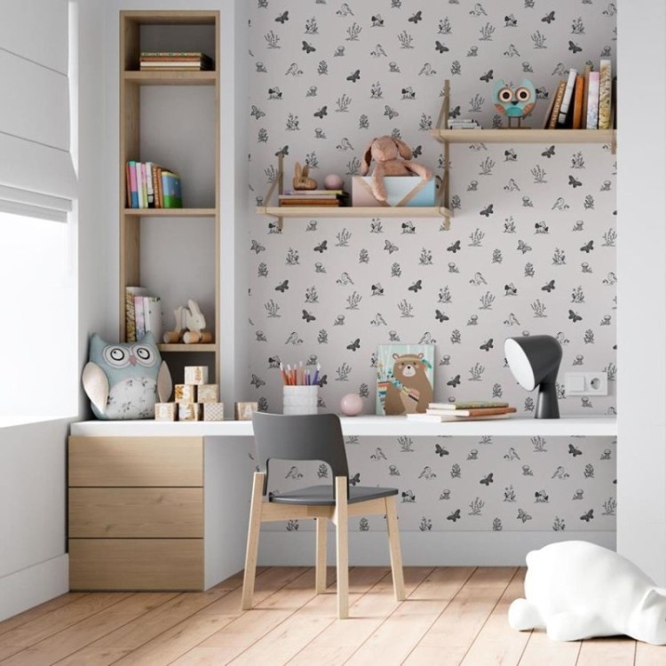 Papel de Parede Adesivo Minimalista Animais...